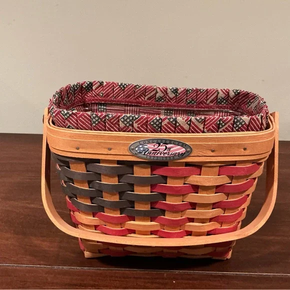 Longaberger Woven Basket - Red, Brown, Tan - Picture 2 of 2